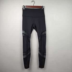 LULULEMON Athletic Leggings 28" Sheer Detailing Black Womens Size 6 Workout Yoga